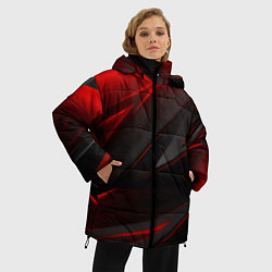 Куртка зимняя женская Red and Black Geometry, цвет: 3D-светло-серый — фото 2