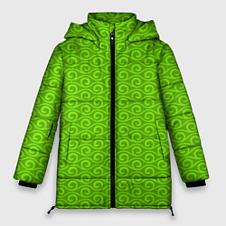 Куртка зимняя женская Зеленые волнистые узоры, цвет: 3D-красный