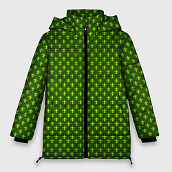 Куртка зимняя женская Зеленый узоры крестиком, цвет: 3D-красный