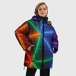 Куртка зимняя женская Неоновые лучи разных цветов - Синий, цвет: 3D-светло-серый — фото 2