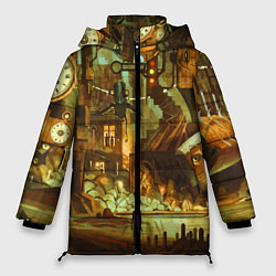 Куртка зимняя женская Cool Steampunk painting, цвет: 3D-черный