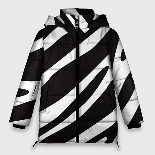 Женская зимняя куртка Анималистичный рисунок зебра / 3D-Светло-серый – фото 1