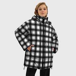 Куртка зимняя женская Black and white trendy checkered pattern, цвет: 3D-светло-серый — фото 2