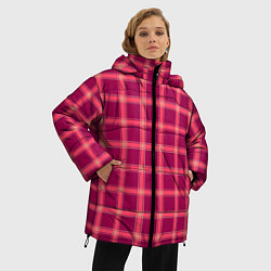 Куртка зимняя женская Красный модный узор в крупную клетку, цвет: 3D-светло-серый — фото 2