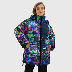 Куртка зимняя женская Ночной город - glitch, цвет: 3D-светло-серый — фото 2