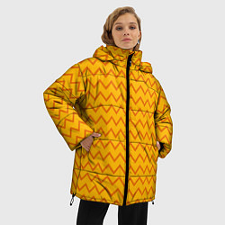 Куртка зимняя женская Оранжевые линии зиг-заги, цвет: 3D-красный — фото 2