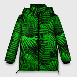 Куртка зимняя женская Листья папоротника - текстура, цвет: 3D-черный