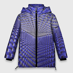 Куртка зимняя женская Неоновые кубы - оптическая иллюзия, цвет: 3D-черный