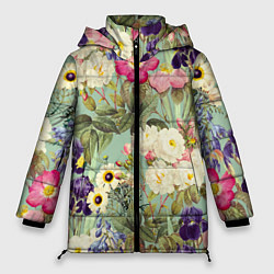 Куртка зимняя женская Красочные Цветы Лета, цвет: 3D-красный