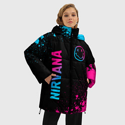 Куртка зимняя женская Nirvana - neon gradient: символ и надпись вертикал, цвет: 3D-черный — фото 2