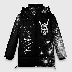 Женская зимняя куртка Pink Floyd и рок символ на темном фоне