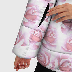 Куртка зимняя женская Нежные розы - паттерн, цвет: 3D-светло-серый — фото 2