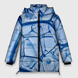 Куртка зимняя женская Абстрактная синяя ледяная броня, цвет: 3D-светло-серый