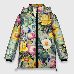 Куртка зимняя женская Солнечные Цветы, цвет: 3D-красный