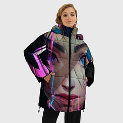 Куртка зимняя женская Jinx портрет - Аркейн League of legends, цвет: 3D-красный — фото 2