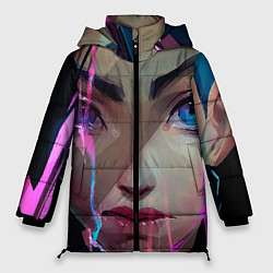Куртка зимняя женская Jinx портрет - Аркейн League of legends, цвет: 3D-красный