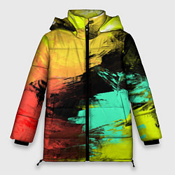 Куртка зимняя женская Яркий красочный гранж, цвет: 3D-светло-серый