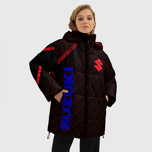 Женская зимняя куртка Suzuki Абстракция / 3D-Красный – фото 3