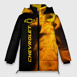 Куртка зимняя женская Chevrolet - gold gradient: по-вертикали, цвет: 3D-черный