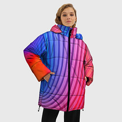 Куртка зимняя женская Оптическая иллюзия с линиями, цвет: 3D-черный — фото 2