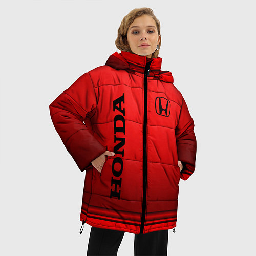 Женская зимняя куртка Хонда - спорт / 3D-Красный – фото 3