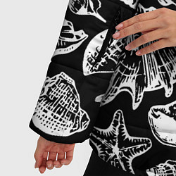 Куртка зимняя женская Паттерн из морских ракушек, цвет: 3D-черный — фото 2