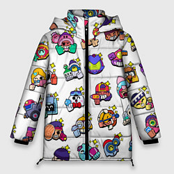 Куртка зимняя женская Особые редкие пины значки Бравл Старс, цвет: 3D-светло-серый