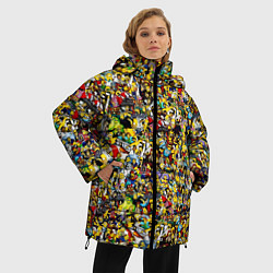 Куртка зимняя женская Симпсоны все Герои, цвет: 3D-красный — фото 2