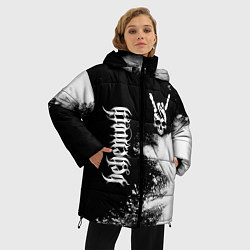 Куртка зимняя женская Behemoth и рок символ на темном фоне, цвет: 3D-черный — фото 2