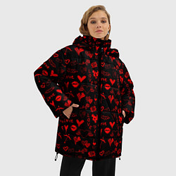 Куртка зимняя женская Знаки нашей любви, цвет: 3D-красный — фото 2