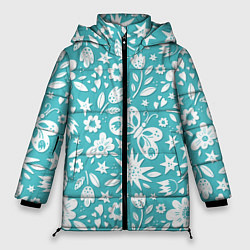 Куртка зимняя женская Нежный цветочный паттерн, цвет: 3D-красный