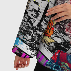 Куртка зимняя женская Цветное граффити и татуировки, цвет: 3D-черный — фото 2