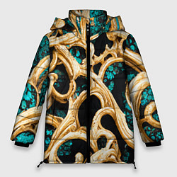 Куртка зимняя женская Золотые ветви, цвет: 3D-черный