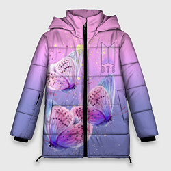Куртка зимняя женская BTS красивые бабочки, цвет: 3D-светло-серый