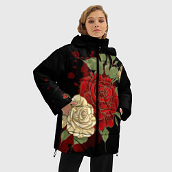 Куртка зимняя женская Прекрасные розы, цвет: 3D-черный — фото 2
