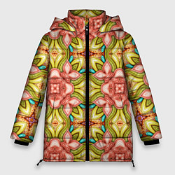 Куртка зимняя женская Калейдоскоп из цветов, цвет: 3D-светло-серый