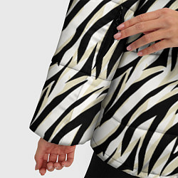 Куртка зимняя женская Тигровый полосатый узор-черные, бежевые полосы на, цвет: 3D-черный — фото 2