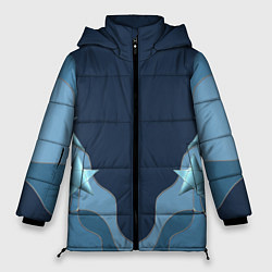 Женская зимняя куртка Голубые линии и звезды Абстрактный принт со звезда