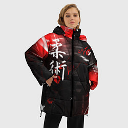 Куртка зимняя женская Джиу-Джитсу : Глитч красный, цвет: 3D-черный — фото 2