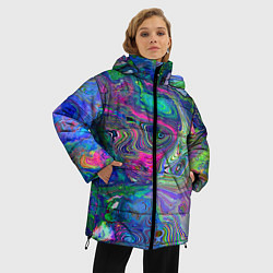 Куртка зимняя женская Цветные волновые разводы, цвет: 3D-красный — фото 2