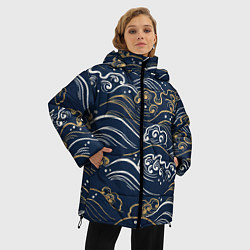 Куртка зимняя женская Японский узор волны, цвет: 3D-красный — фото 2