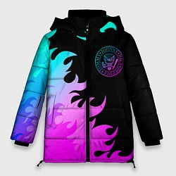 Куртка зимняя женская Ramones неоновый огонь, цвет: 3D-черный