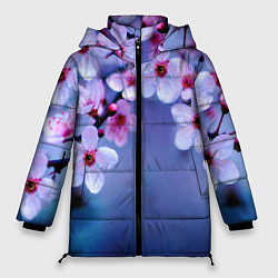 Куртка зимняя женская Цветы дерева Черри Блоссом, цвет: 3D-светло-серый