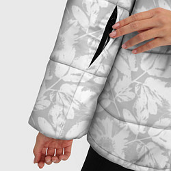 Куртка зимняя женская Белые цветы на светло сером, цвет: 3D-светло-серый — фото 2