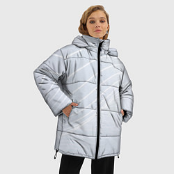 Куртка зимняя женская Серый фон и белые линии, цвет: 3D-черный — фото 2