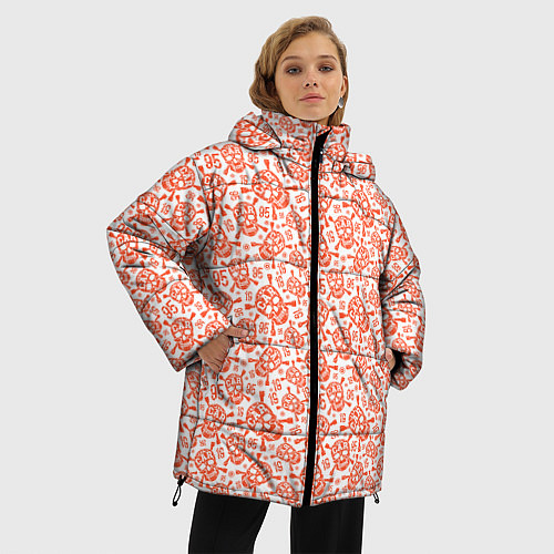Женская зимняя куртка Череп и цифры / 3D-Красный – фото 3
