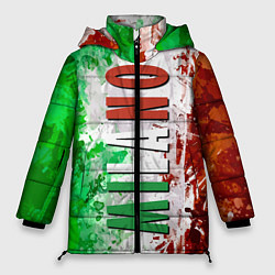 Куртка зимняя женская Флаг Италии - кляксы, цвет: 3D-красный