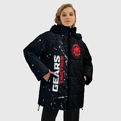 Куртка зимняя женская Gears of War красно-белой лого на темном фоне, цвет: 3D-светло-серый — фото 2