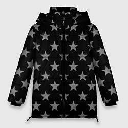 Куртка зимняя женская Звездный фон черный, цвет: 3D-светло-серый
