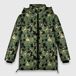 Куртка зимняя женская Милитари клякса мини, цвет: 3D-черный